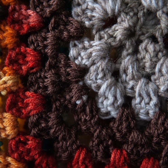 Colorful Knit Crochet Afghan Throw Blanket 32" x 41" - Picture 2 of 6